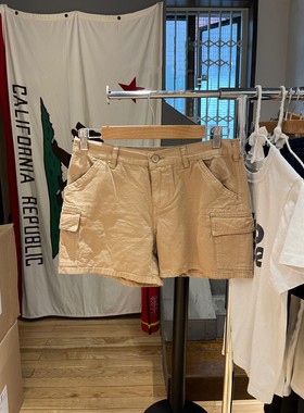 BrandyGirl美式复古高腰bm工装短裤女多口袋直筒裤运动休闲五分裤