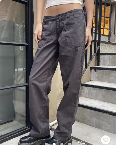BrandyGirl新款美式bm工装裤女直筒宽松阔腿裤复古百搭工装长裤子