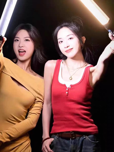 BrandyGirl翁青雅同款百搭三粒扣bm吊带背心女辣妹风修身打底上衣