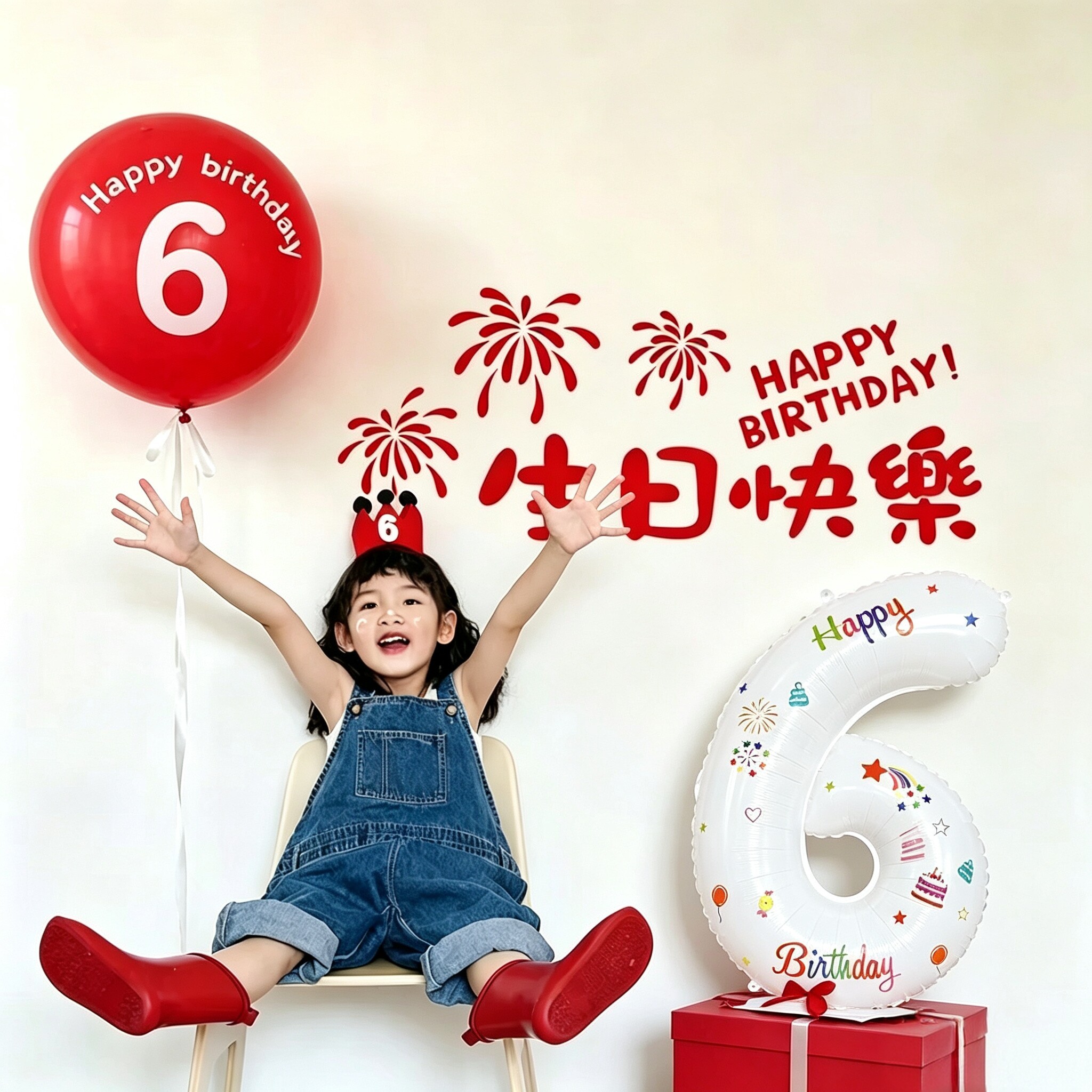 周岁生日快乐布置男女孩数字气球装饰背景儿童仪式感场景拍照道具