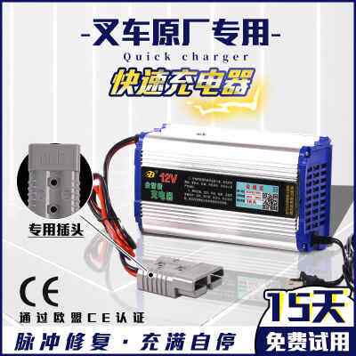 12V正波电动叉车电瓶充电器12V24V15A堆高车洗地机铅酸电池充电机