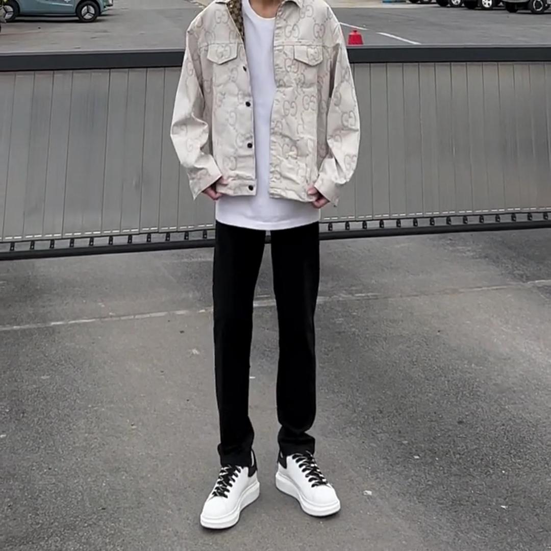 加绒加厚直筒牛仔裤子