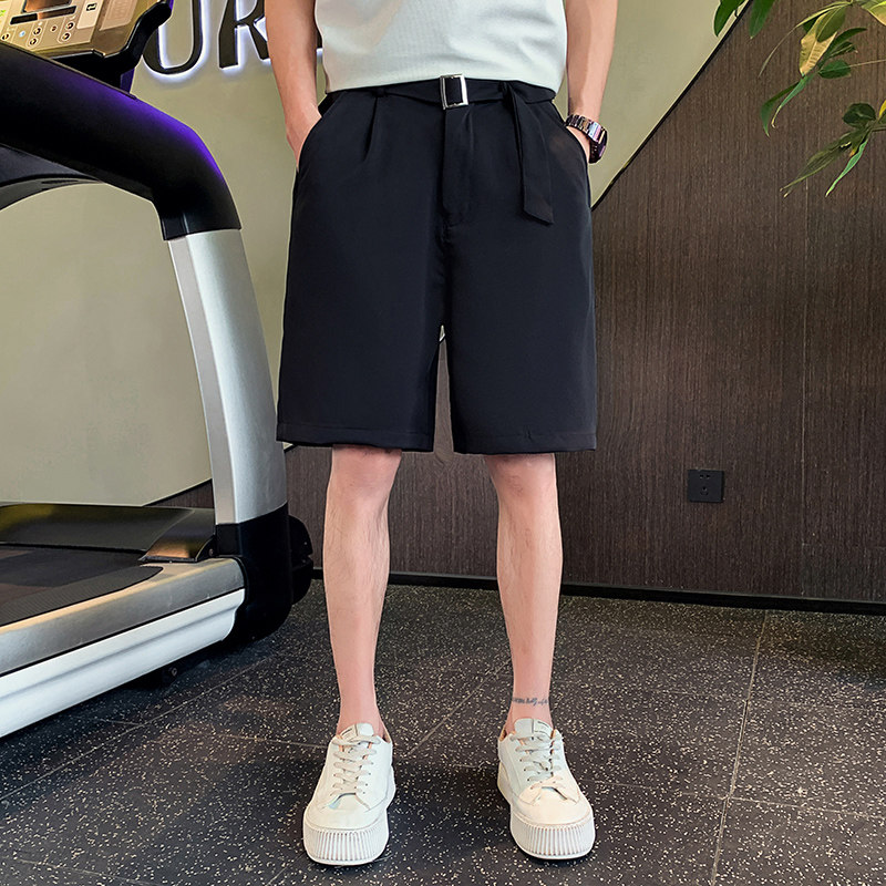 轻奢短裤男士夏季潮牌冰丝薄款透气直筒裤子男生夏天休闲五分中裤