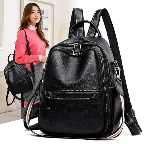 Рюкзак, трендовая модная вместительная и большая универсальная кожаная сумка через плечо для путешествий, из натуральной кожи, коллекция 2022, в корейском стиле