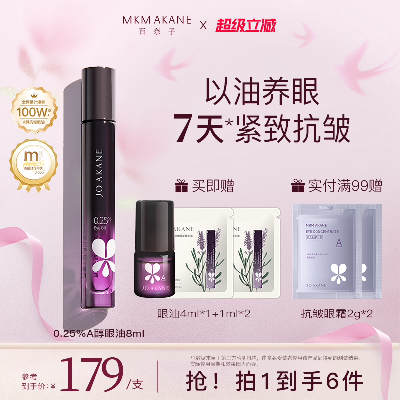 【韦雪推荐】百奈子眼油0.25%A醇眼部精华油赋活紧致抗皱淡纹滚珠