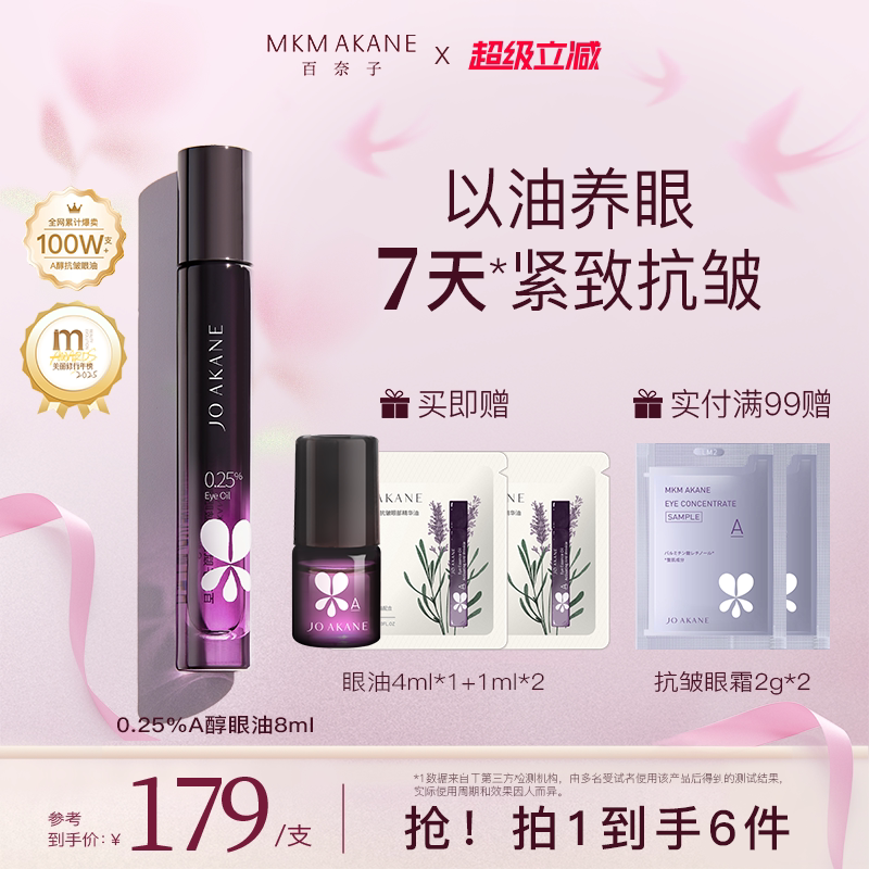 【韦雪推荐】百奈子眼油0.25%A醇眼部精华油紧致抗皱淡纹滚珠眼霜