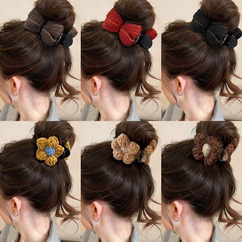 针织蝴蝶结丸子头抓夹女盘发神器2025新款花朵发卡后脑子夹子头饰,饰品/流行首饰/时尚饰品新,发饰,淘宝优惠券,粉丝福利购,淘宝优惠卷