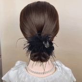 丸子头盘发神器天鹅羽毛抓夹2026新款 毛毛发夹气质高马尾固定夹子