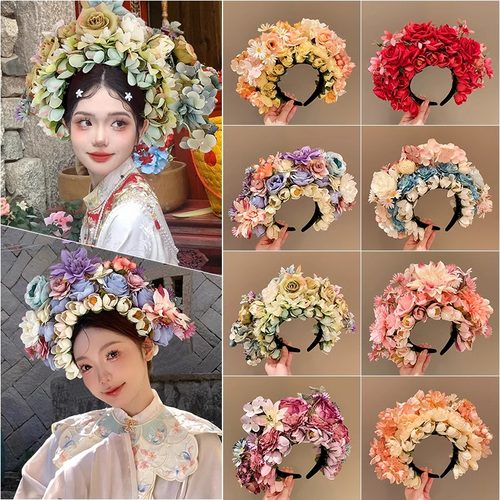 泉州浔埔簪花头饰发箍汉服花围