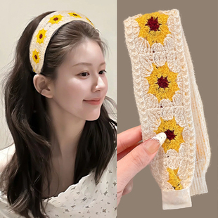 针织毛线魔术贴洗脸专用发箍女款束发带刘海贴碎发神器粘粘贴发饰