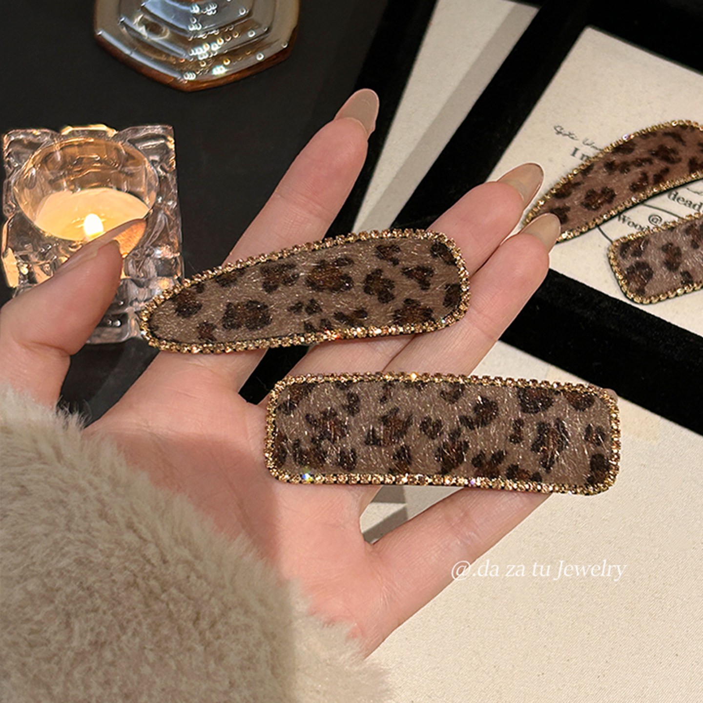 韩国轻奢秋冬豹纹发夹女高端气质