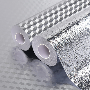 厨房防油贴纸防火耐高温墙贴防水防潮橱柜墙纸自粘台面锡箔纸灶台