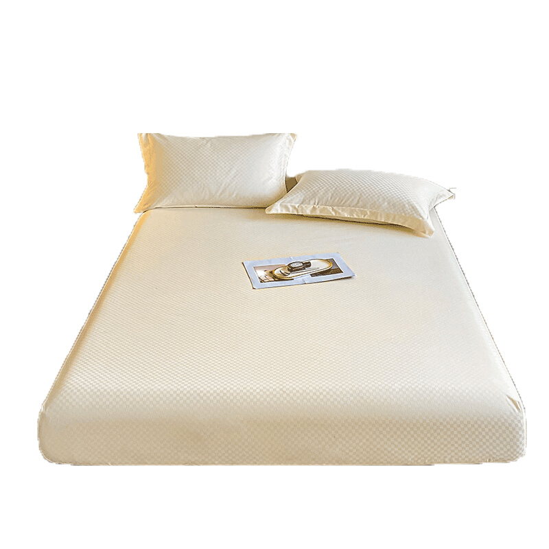 紫罗兰纯棉素色提花床罩全棉榻榻米床笠三件套席梦思床垫保护套子