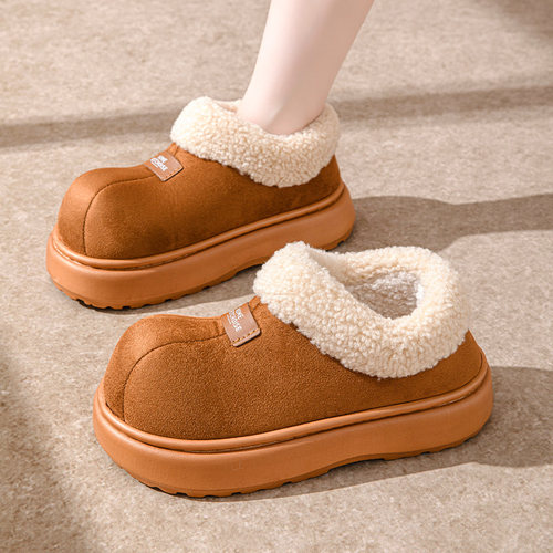 包跟毛绒棉拖鞋防滑保暖加绒加厚