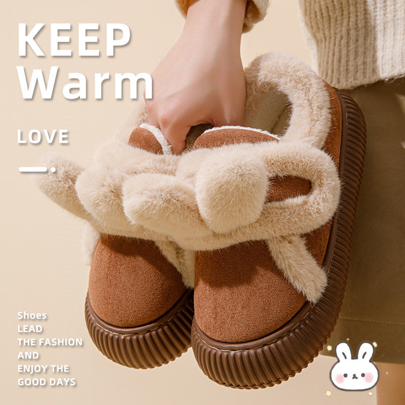 包跟棉拖鞋女冬季2025新款居家保暖毛绒防滑厚底软底雪地靴女外穿