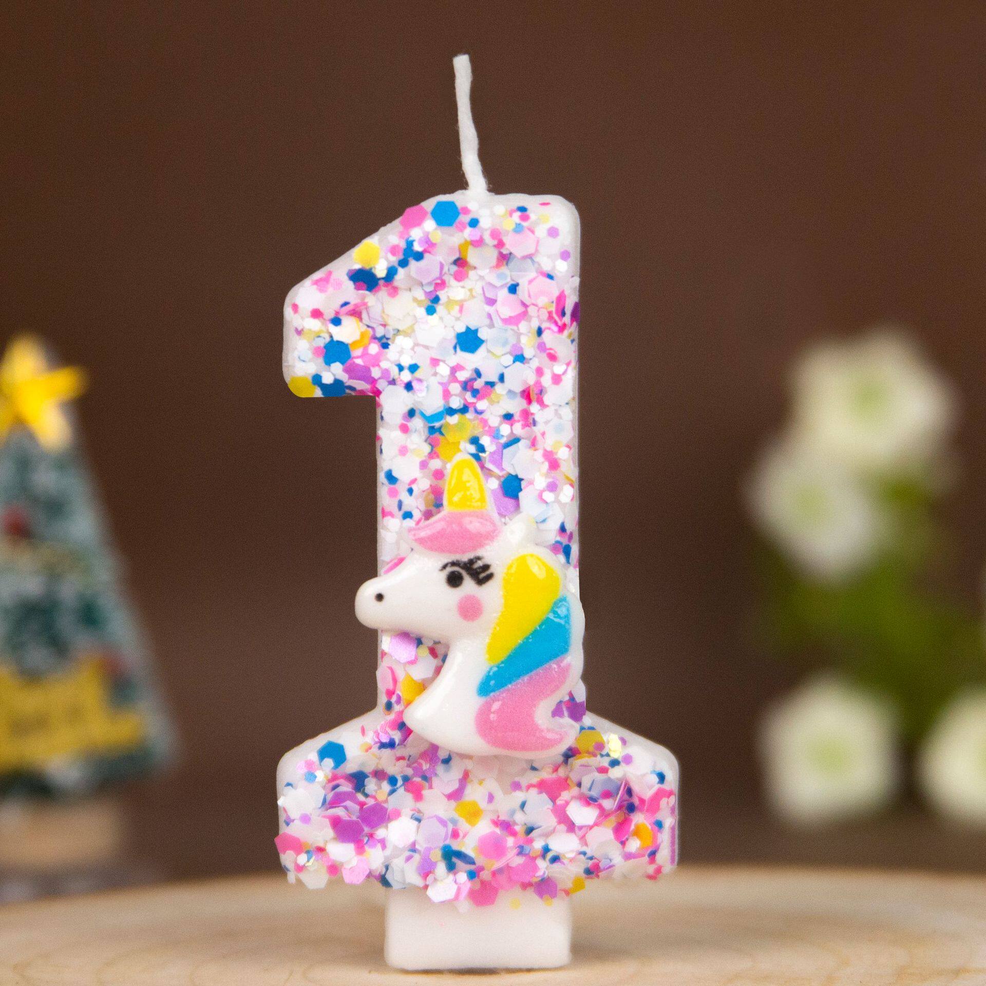 跨境亚马逊temu独角兽生日蜡烛数字定制派对品diy手工数字蜡烛0-9