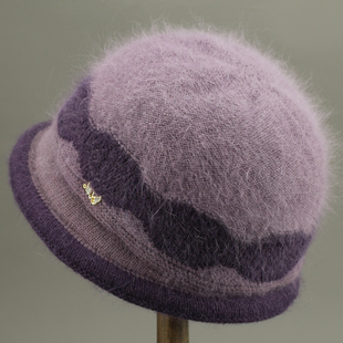 中老年人帽子女秋冬天妈妈兔毛线帽加厚绒老太太奶奶保暖针织棉帽