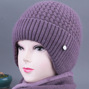 冬天老人帽子女奶奶遮耳帽加绒保暖妈妈针织毛线帽中老年人护耳帽