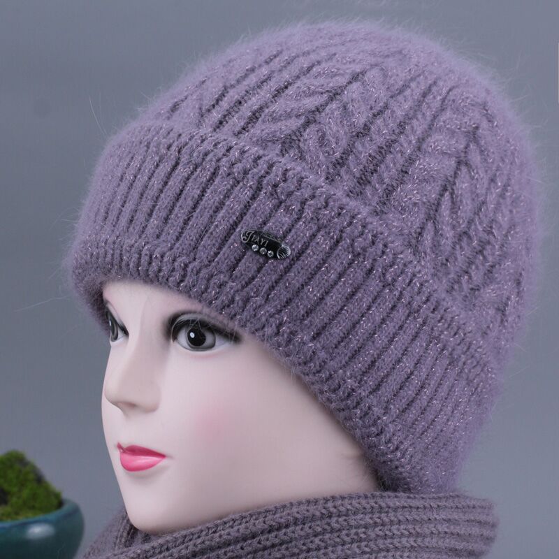 老人帽子女冬天保暖绒厚奶奶针织