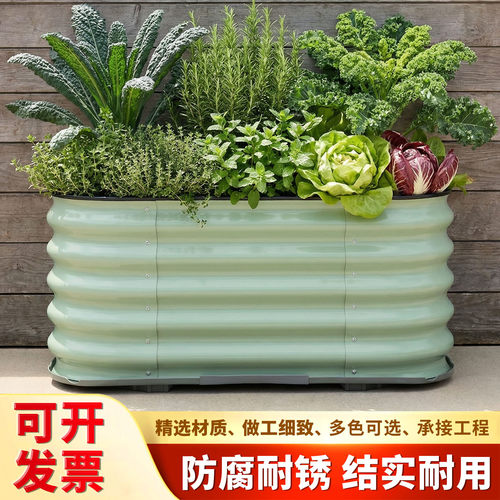 户外铁艺种植箱带轮可移动花箱