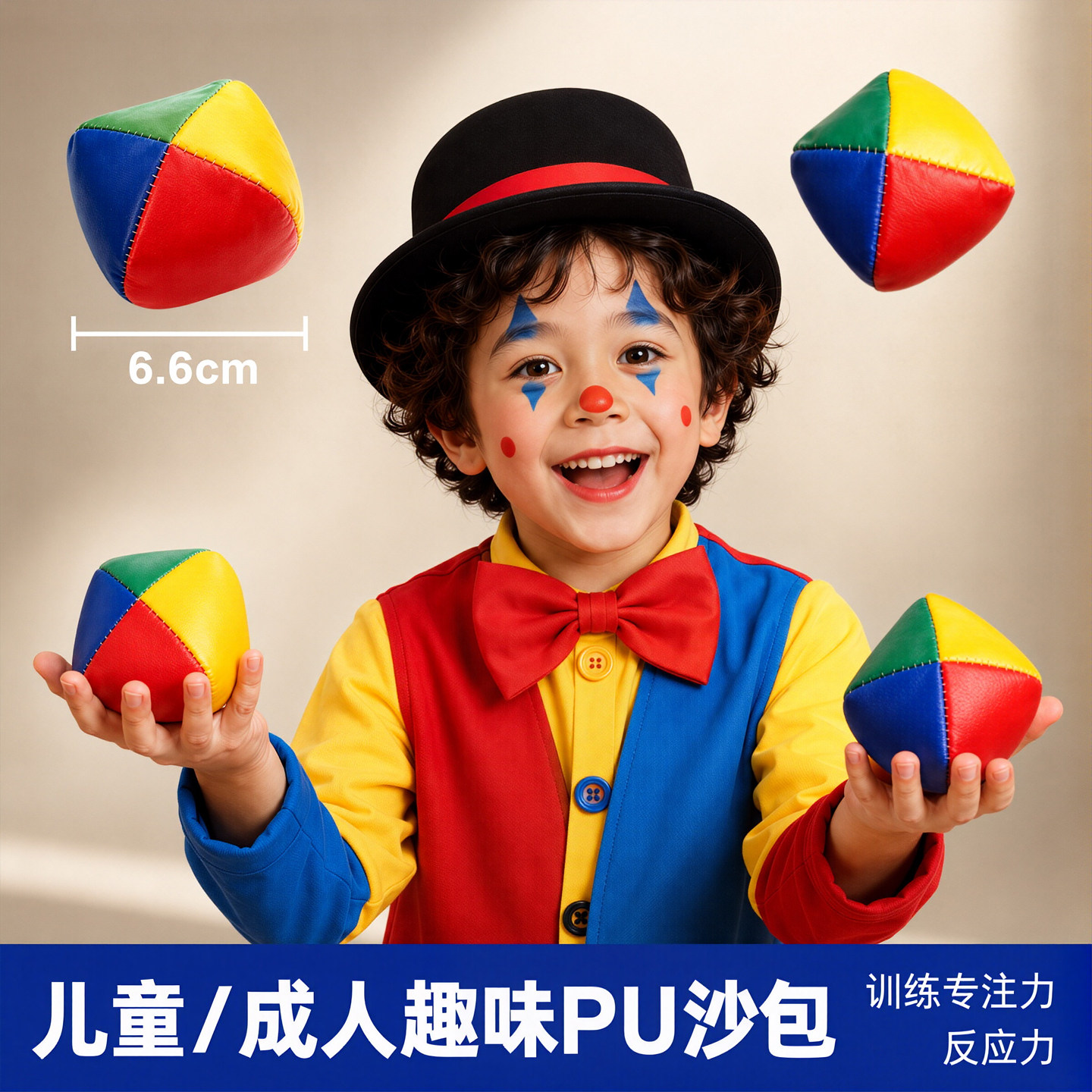 小丑杂耍沙包小学生专用PU皮革防水儿童丢沙袋幼儿园投掷玩具耐脏