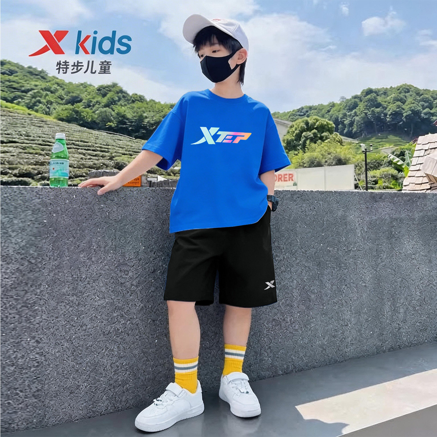 特步儿童运动套装2026夏季男大童短袖T恤短裤两件套速干透气夏装