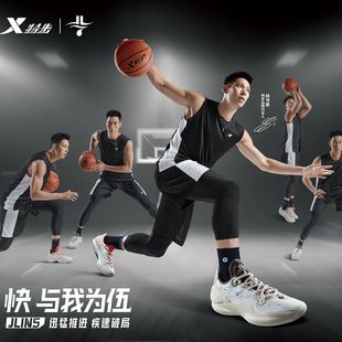 林书豪5代特步男鞋2024秋季新款缓震防滑碳板篮球鞋 976319120012