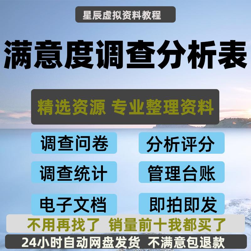 客户员工物业医院电商满意度调查问卷评分统计分析Excel统计表