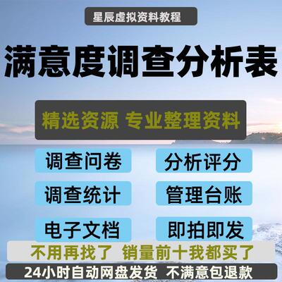 客户员工物业医院电商满意度调查问卷评分统计分析Excel统计表