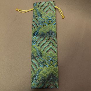 国风古典刺绣海水纹长方形锦袋卷轴书画文具布袋画笔袋收纳包装袋