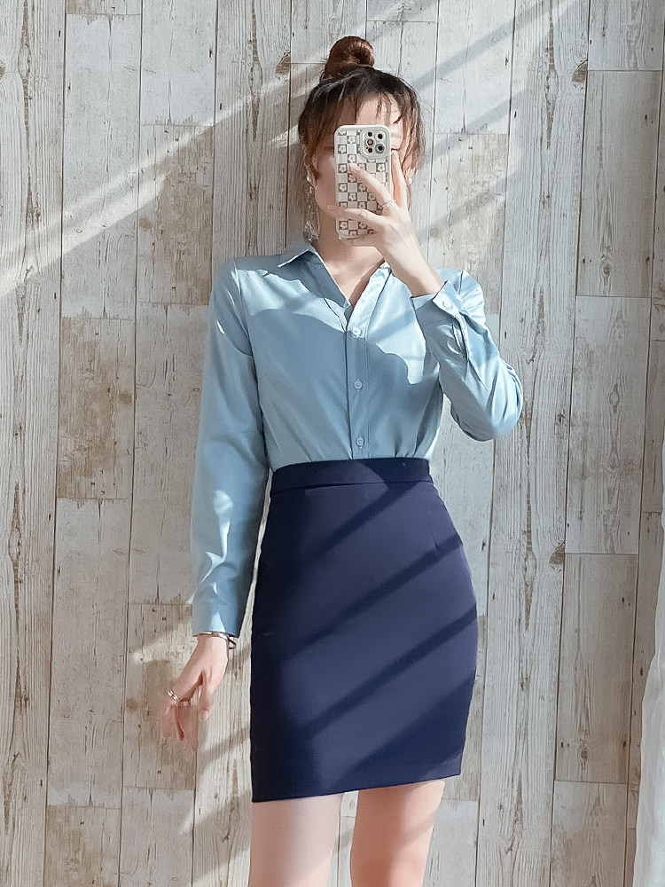 职业装气质女神范秋装2024新款V领白衬衫教师正装工作服职场套裙