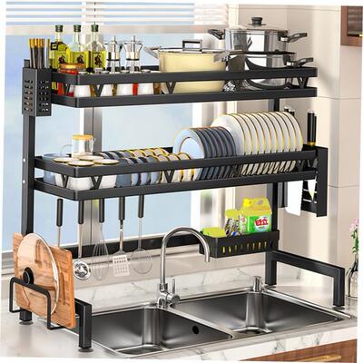 Over The Sink Dish Drying Rack, Drainer with Utensil Sponge