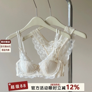 性感法式内衣女薄款大胸显小上托防下垂收副乳软钢圈半杯文胸套装