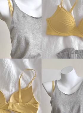 夏季薄款内衣女舒适小胸聚拢显大不空杯无钢圈上托细肩带文胸性感