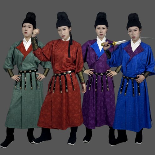 炎蔻唐制圆领袍女国风汉服两面穿