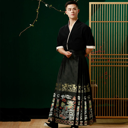 新中式马面裙男汉服国风妆花裙裤