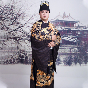 龙吟明制圆领袍男汉服红色中式婚服祥云大襟龙纹印花补服曳撒秋冬