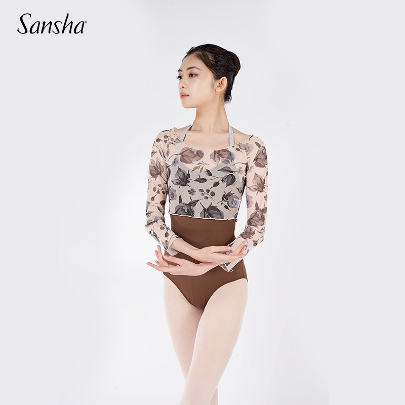 sansha法国三沙舞蹈上衣女芭蕾现代舞弹力空中瑜伽成人练功服罩衫