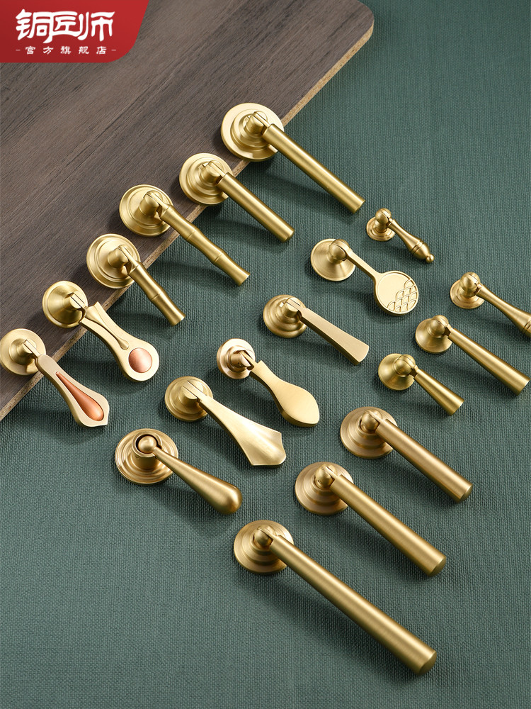 Coppersmith новая ручка ящика шкафа в китайском стиле с одним отверстием маленькая золотая легкая роскошная американская фурнитура латунная дверная ручка шкафа Изображение 1
