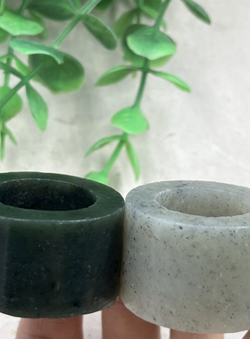 2件价新疆和田玉且末点墨青花扳指边角料戒指戒圈下脚料指环包邮t