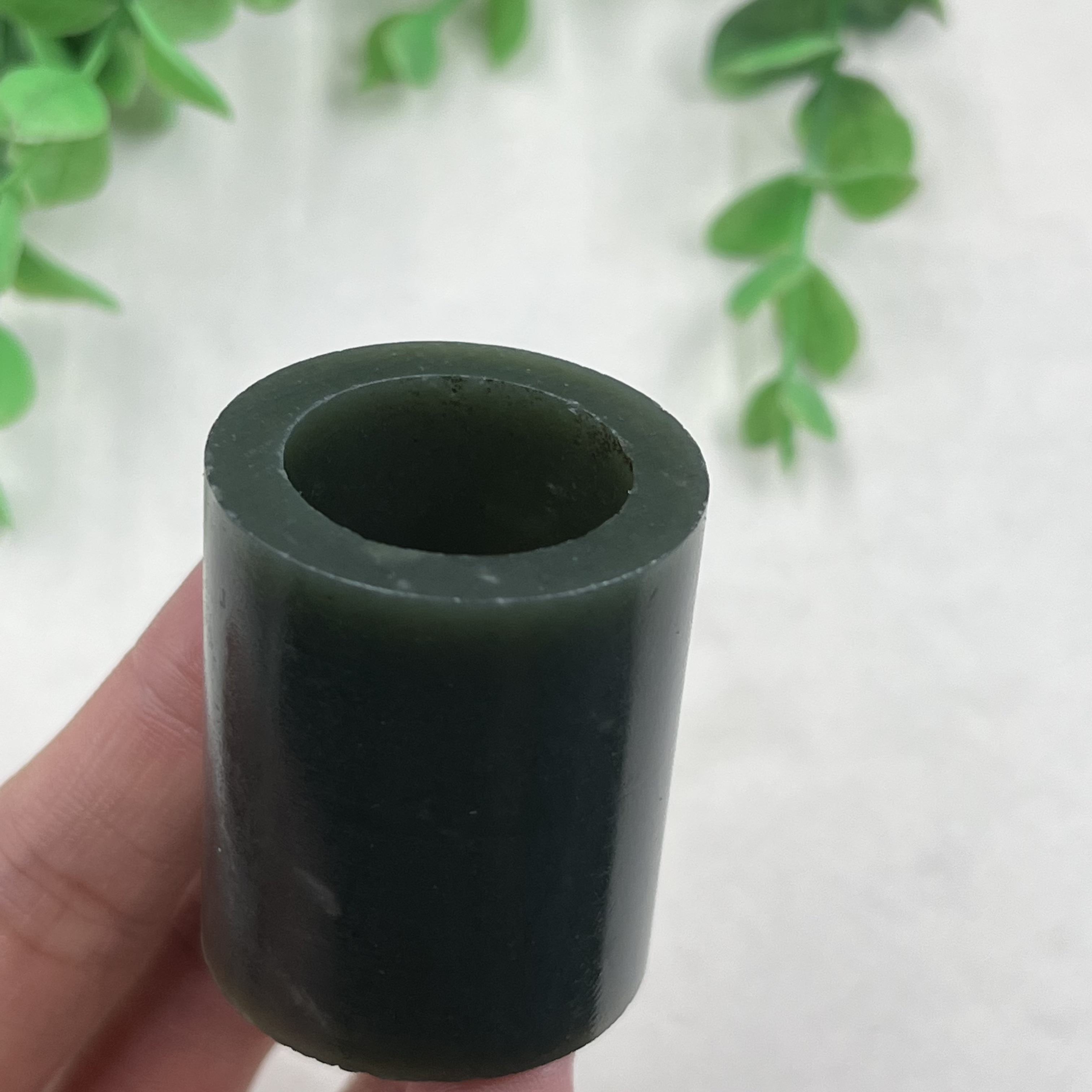 新疆和田玉青玉且末高筒扳指戒指边角料圈口21指环戒圈毛料包邮t