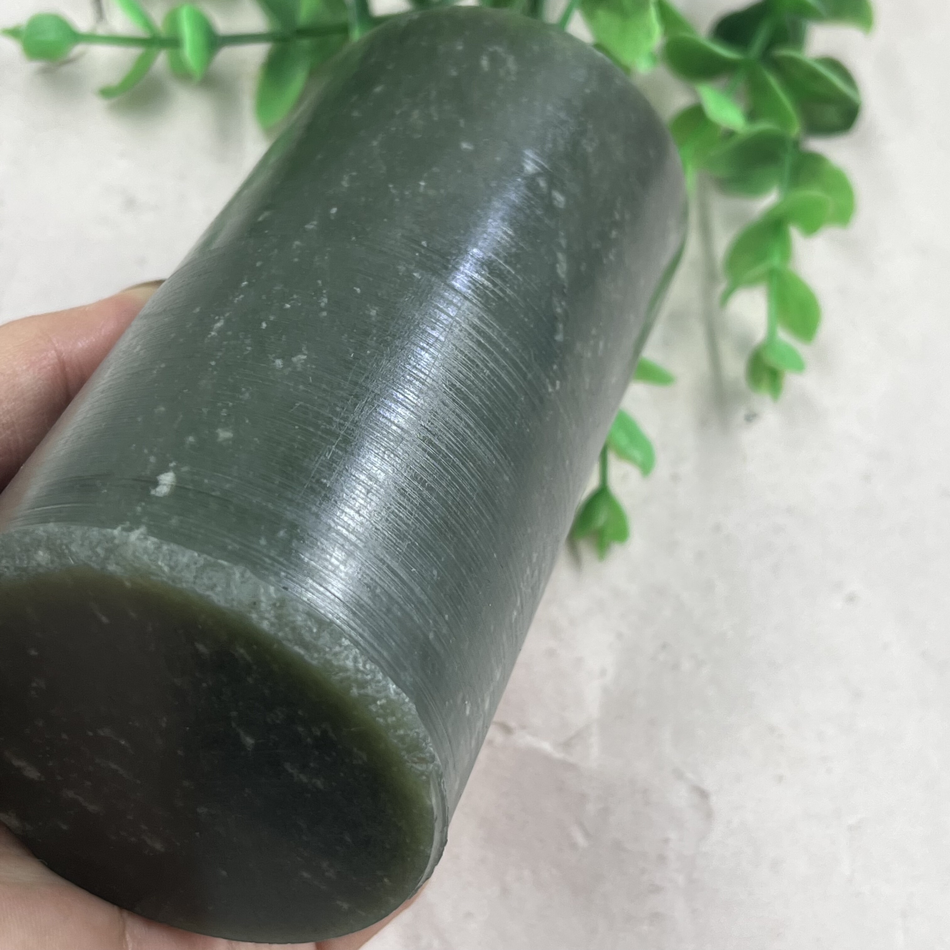 新疆和田玉且末圆柱边角料摆件圆条印章玉石镇尺玉石料包邮741克t