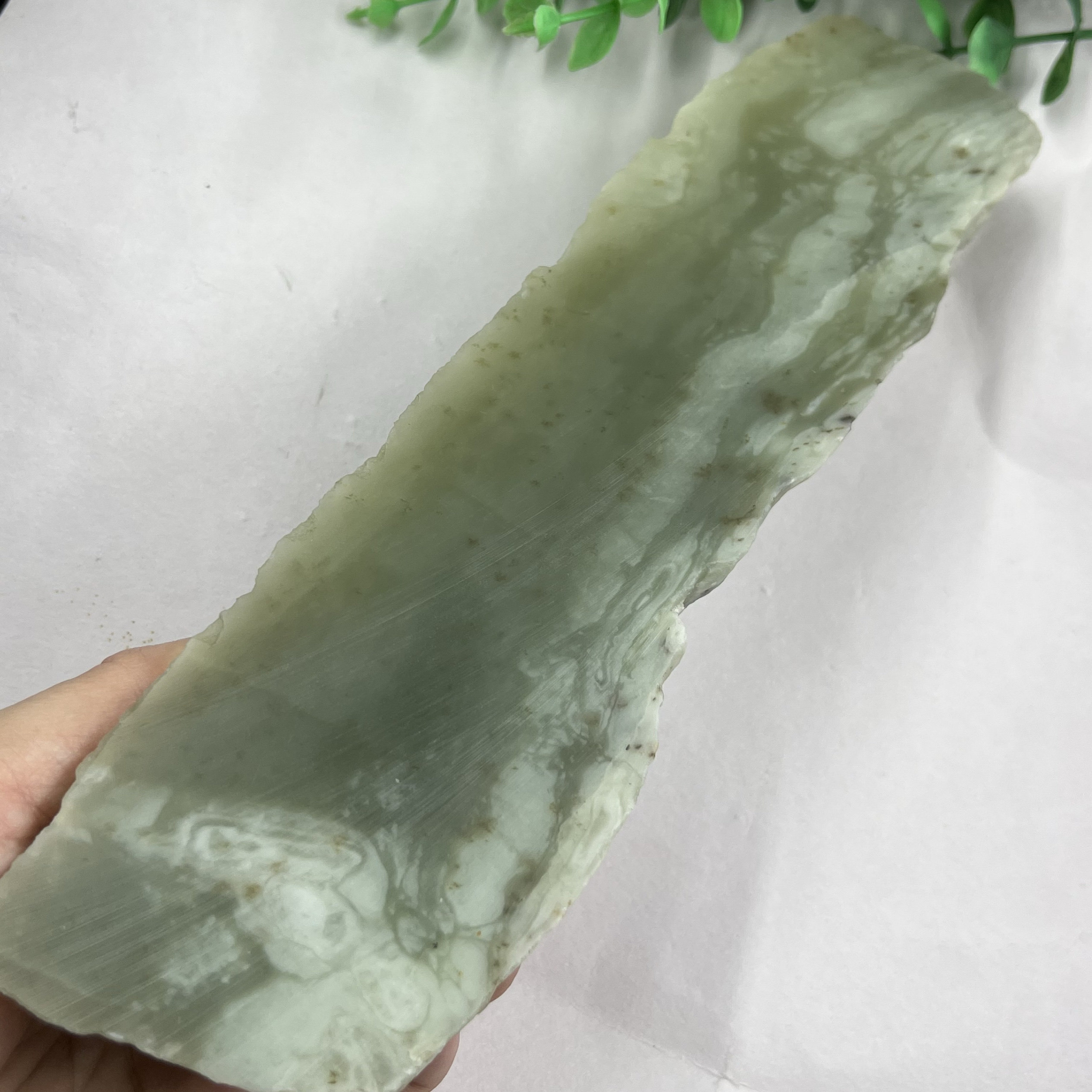 新疆和田玉晴水翠青长条发簪料边角料镇纸镇 尺玉石料包邮740克x