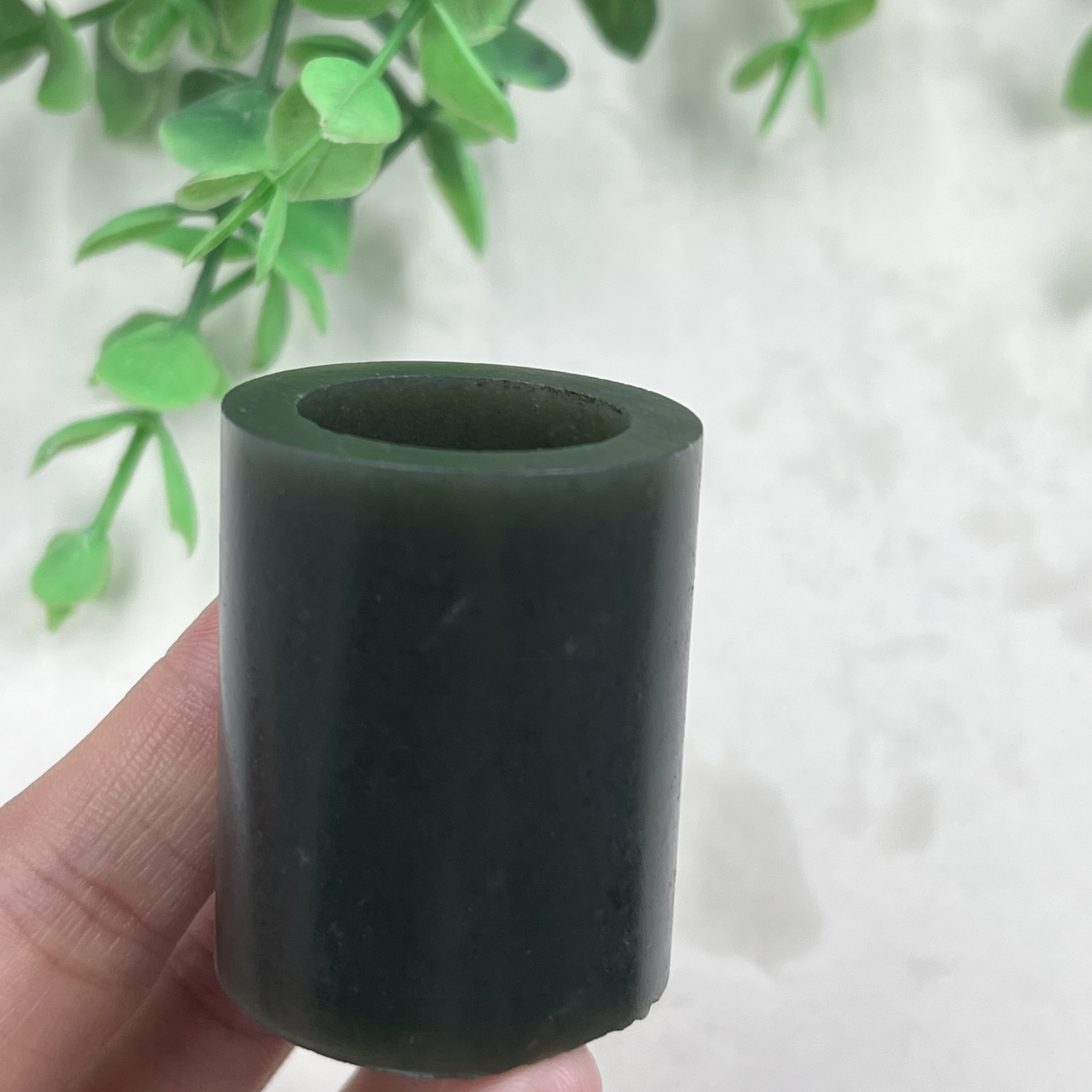 新疆和田玉青玉高筒扳指戒指边角料圈口21指环圆圈戒圈毛料包邮t