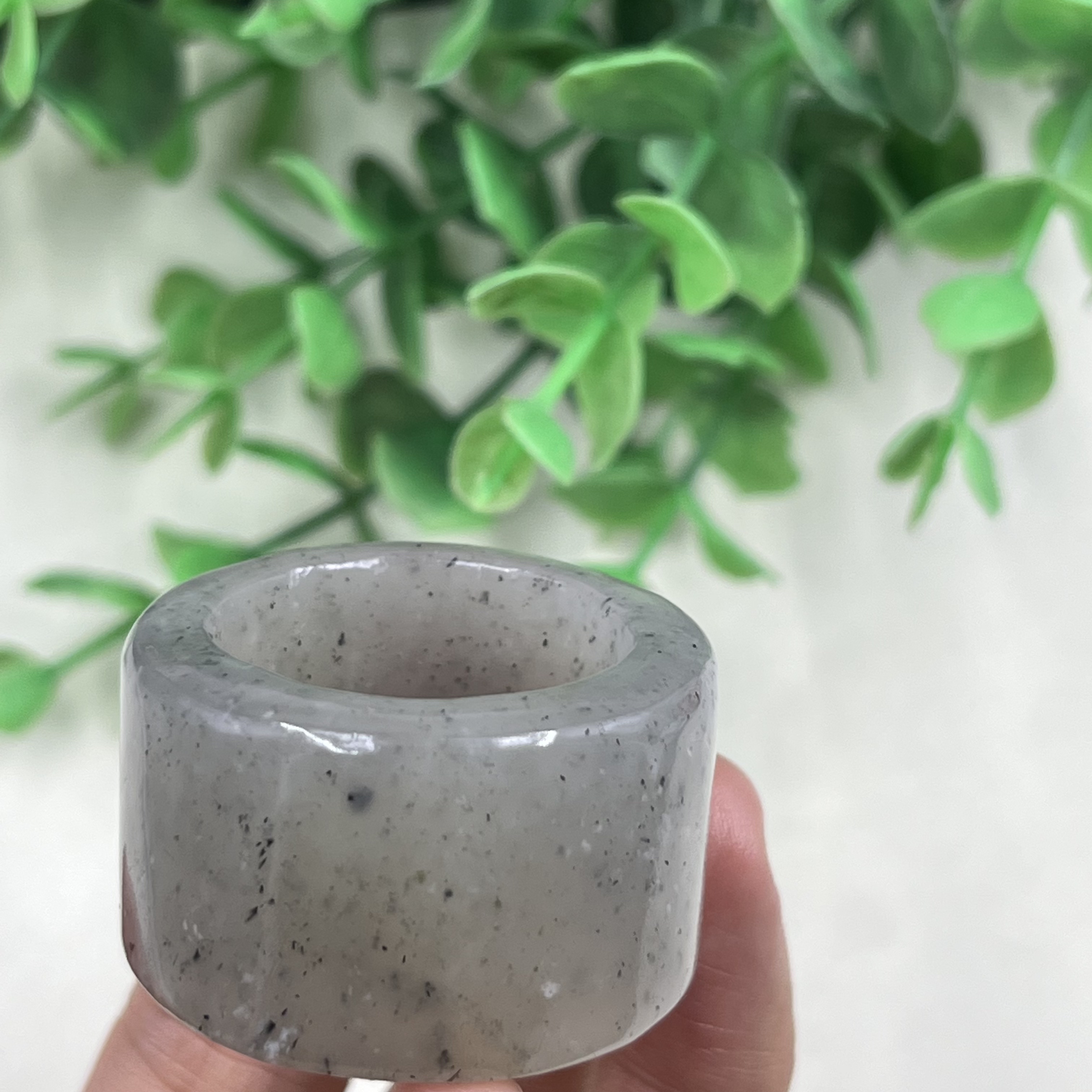 带证书新疆和田玉点墨青花籽扳指戒指圈口23指环戒圈圆环手饰包邮