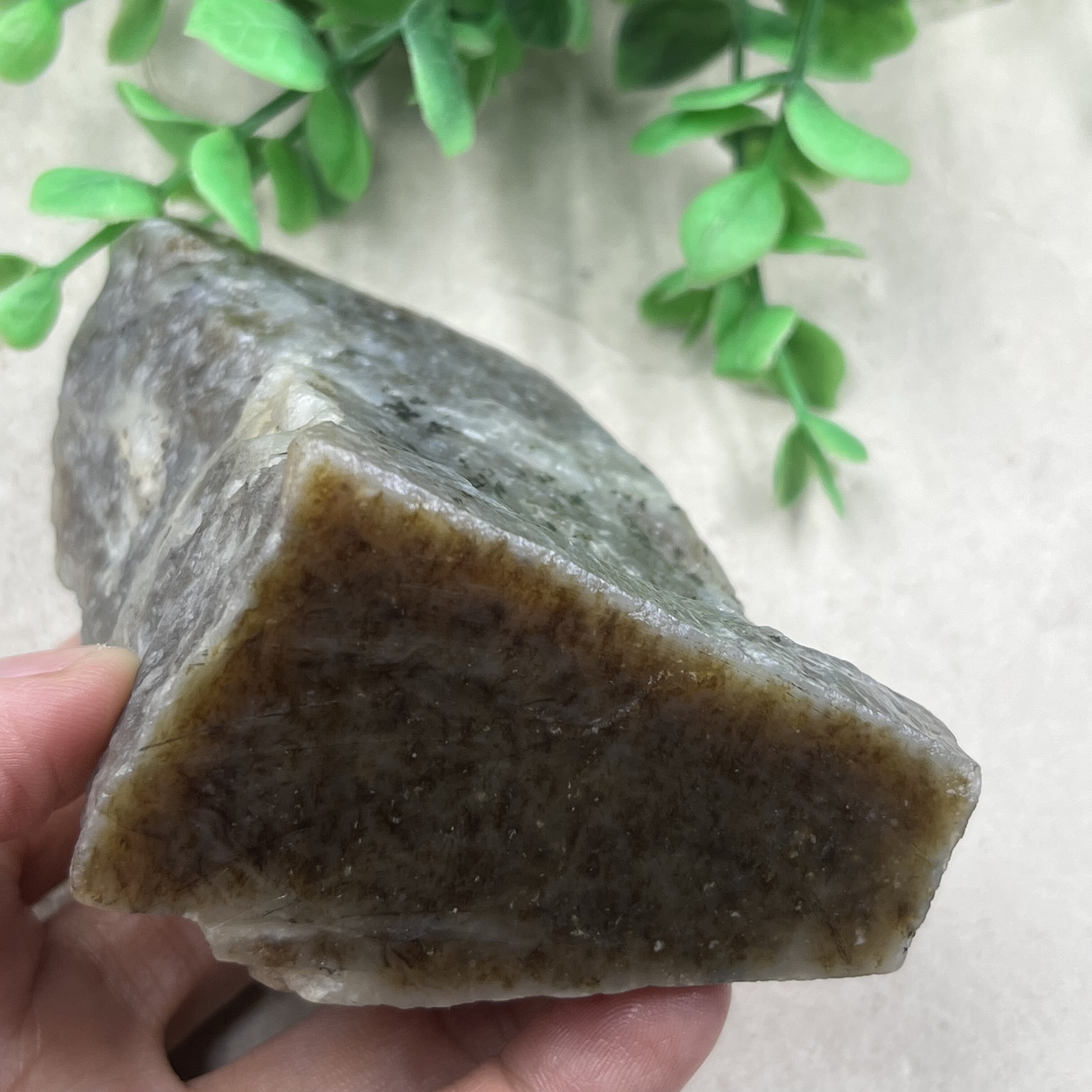新疆和田玉糖玉且末鱼缸造景摆件边角料玉石料DIY珠子包邮260克