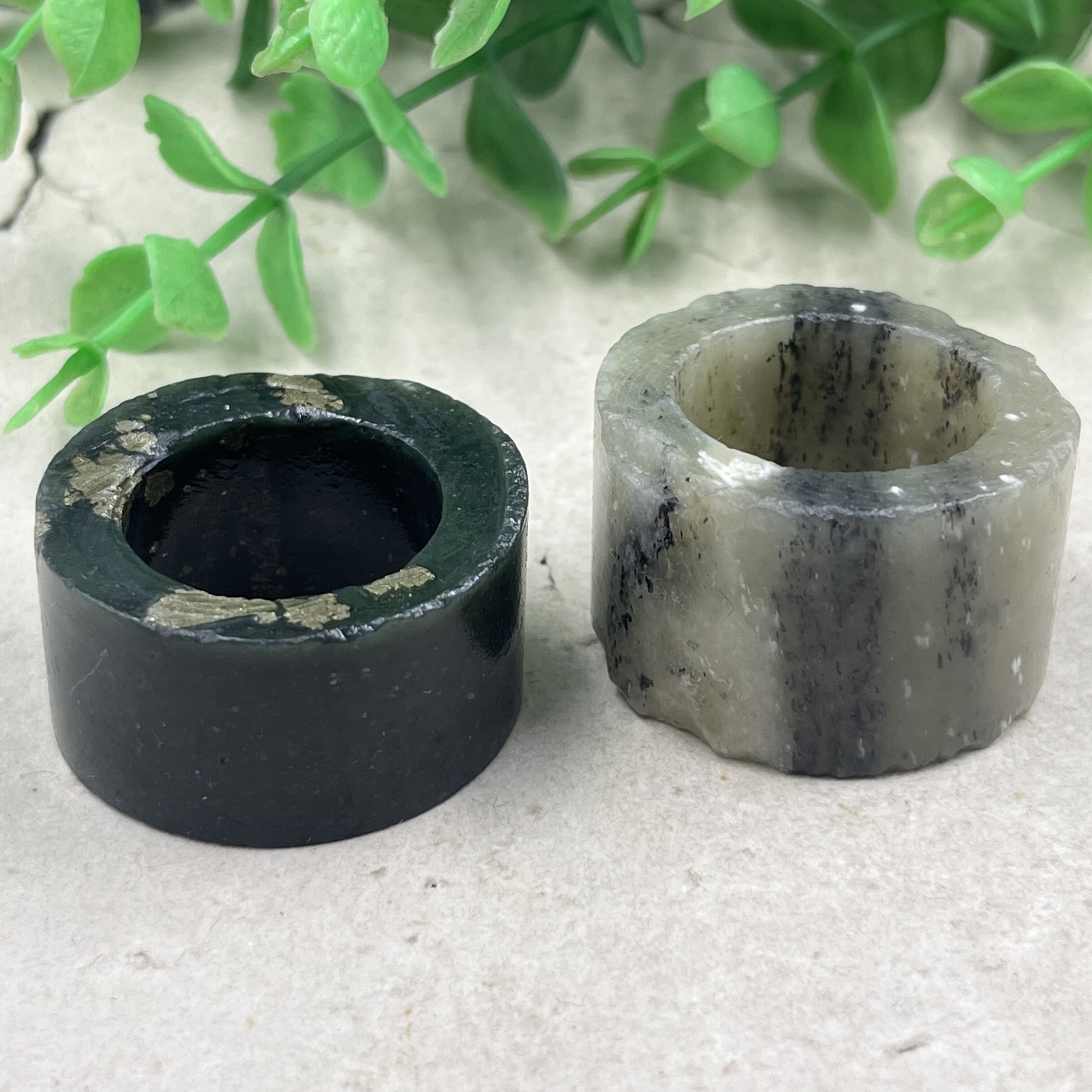 2件价新疆和田玉青花籽扳指边角料玉石戒指圆圈指环下脚料包邮ta