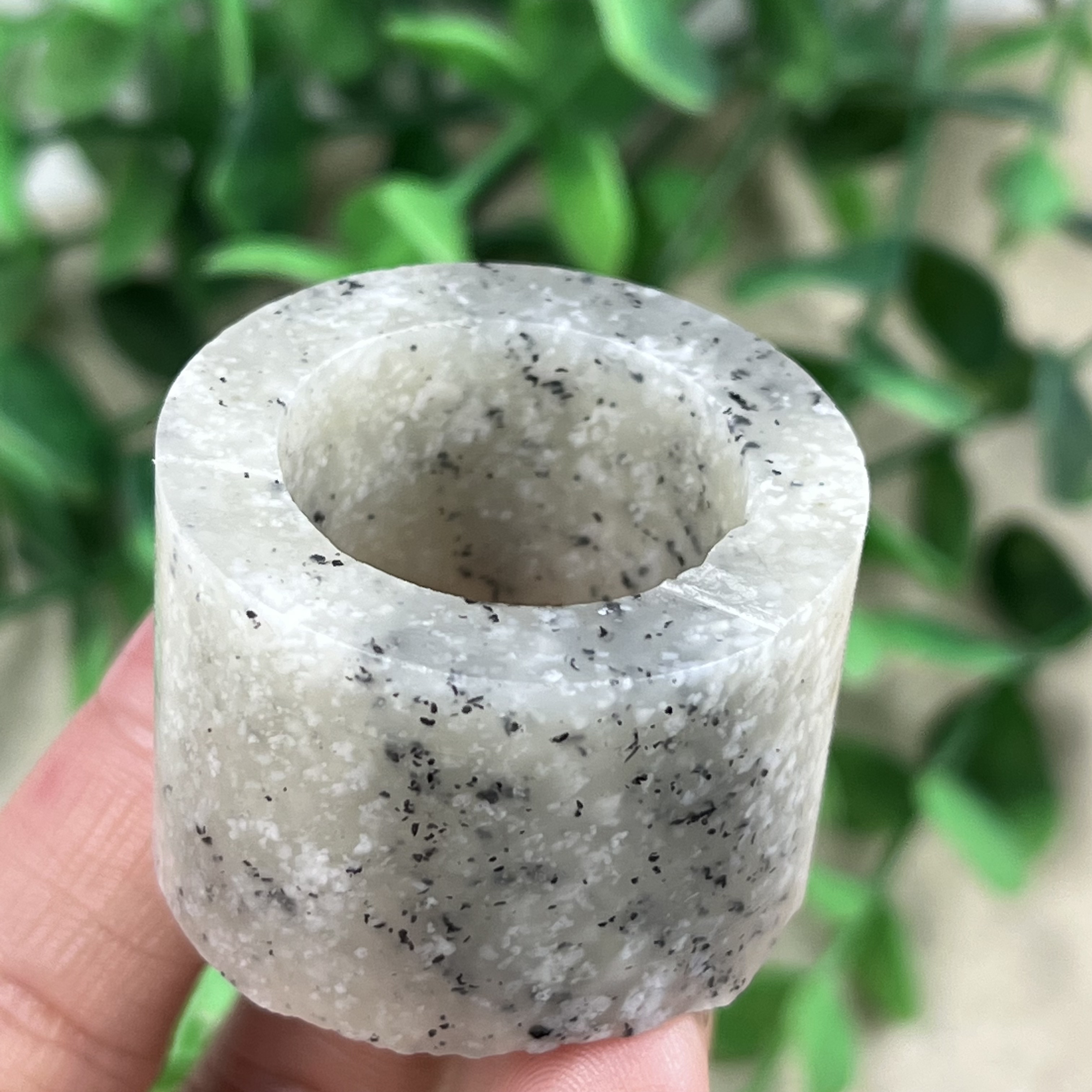 新疆和田玉点墨青花飘花扳指戒指圈口22指环圆圈边角料玉石料包邮