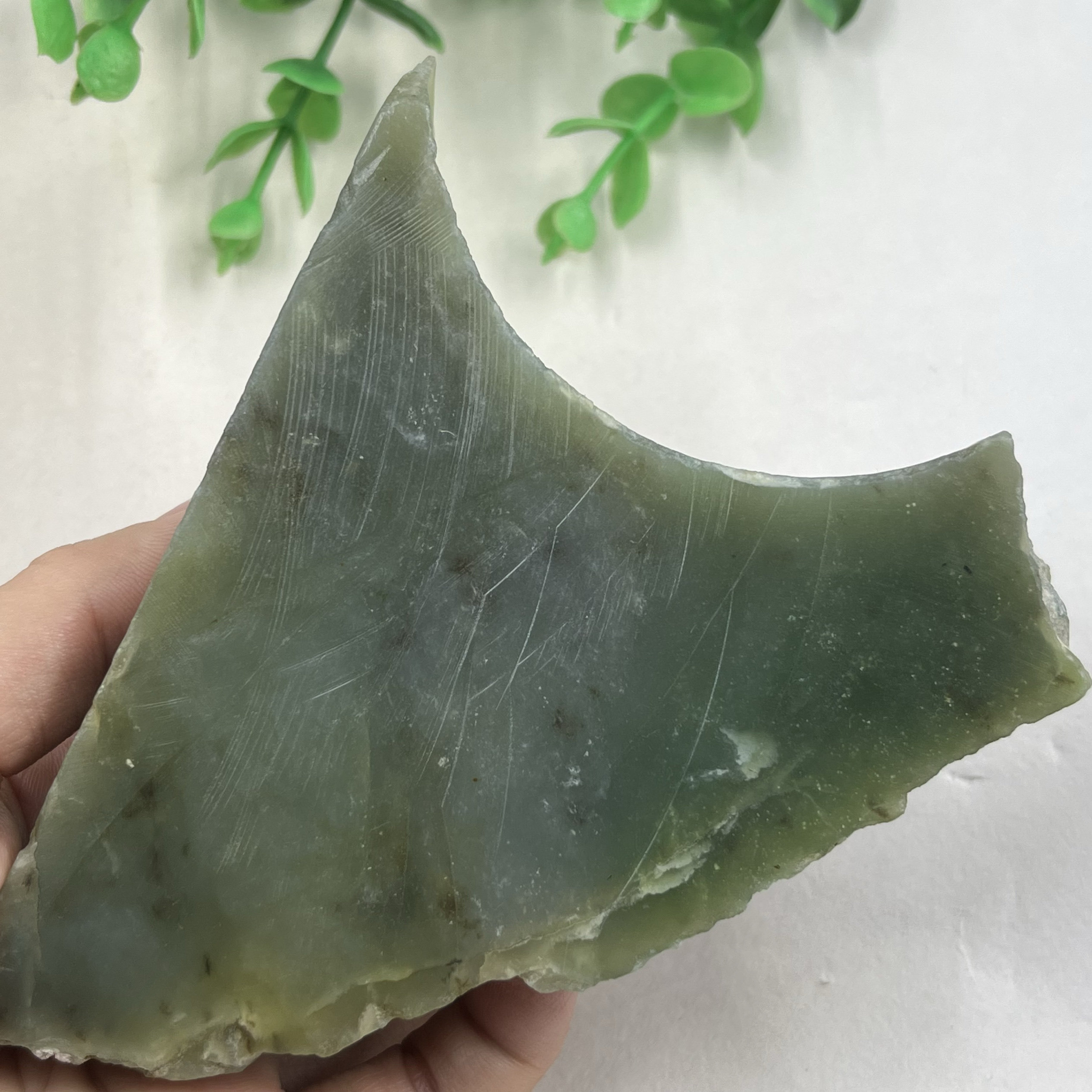新疆和田玉晴水带翠手镯剩料边角料玉石料环牙角下脚料包邮253克x