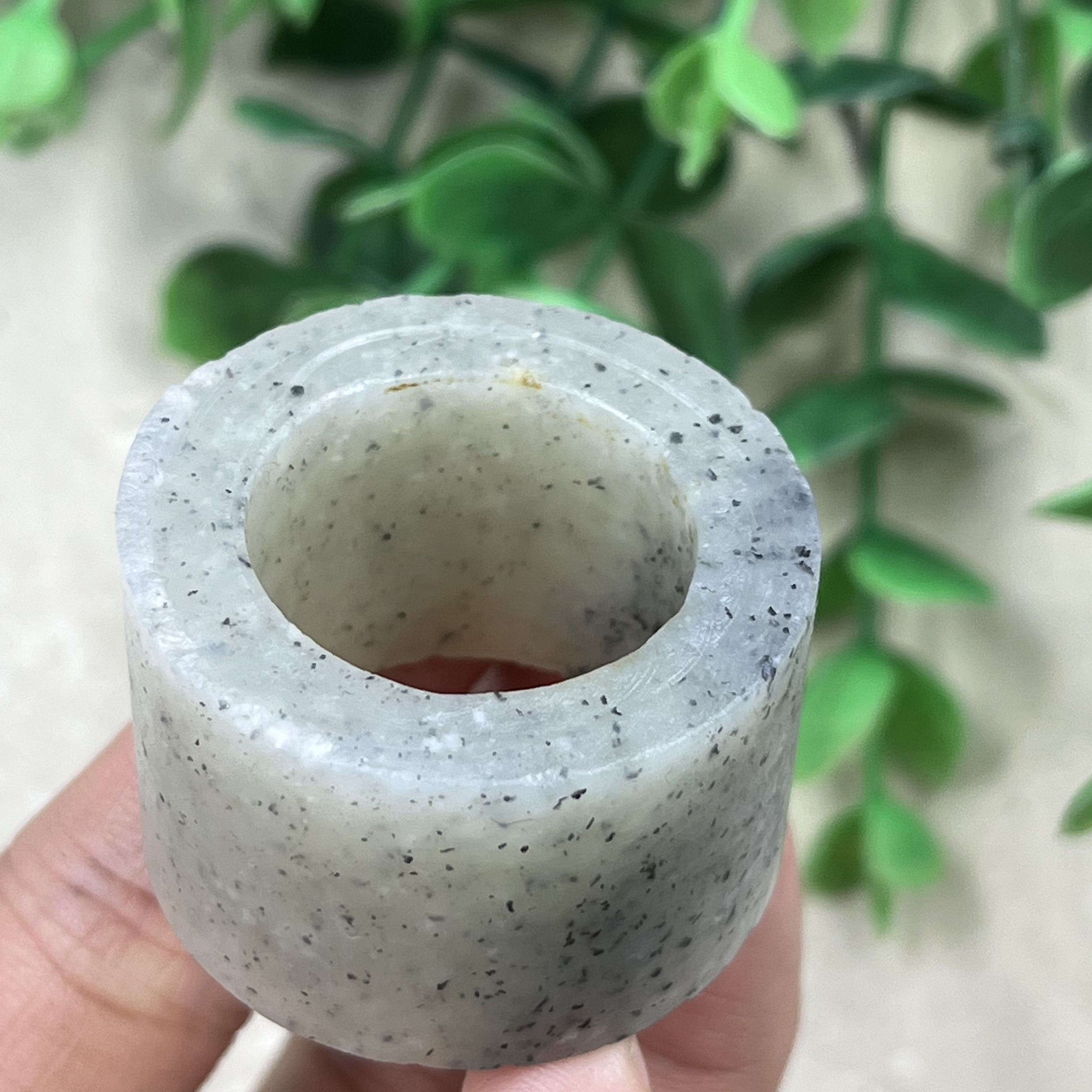 新疆和田玉青花籽点墨扳指戒指边角料玉石料指环圈口21圆圈包邮t